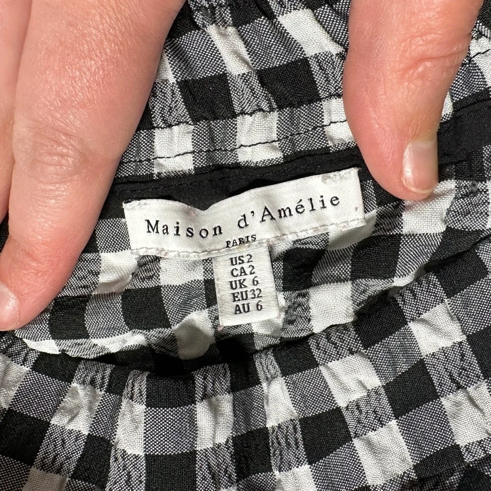 Maison D’Amelie Gingham Plaid Ruffle Skirt Seersucker Lightweight Women’s size 2 - Picture 7 of 11